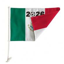 Suministros para fanáticos de México, juego de funda para coche con bandera, funda para espejo de coche, bufanda, suministros para fanáticos de la Copa Mundial 2026 de EE. UU., Canadá y México - Gran bandera - Ver 7