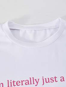 8-12岁女童甜美清新两件套，白色蝴蝶印花圆领T恤上衣搭配同色喇叭裤，时尚休闲装，春秋季 - 白色 - 查看 6