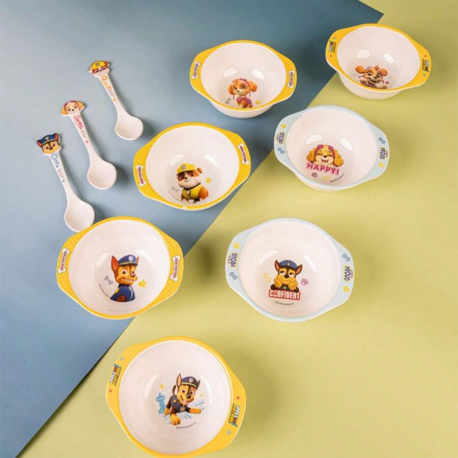 1pc Paw Patrol Dual-Ear Bowl, Eating Bowl, Soup Bowl, Kindergarten Tableware, Melamine Bowl, Complementary Food Bowl - Multicolor - View 1