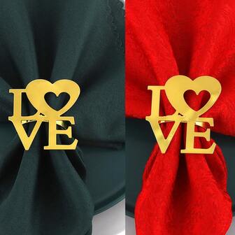 4 piezas Anillos para servilletas con diseño de corazón, adecuados para decoración de mesa de fiesta de boda, portaservilletas con forma de corazón para el Día de San Valentín, Pascua, Acción de Gracias, Día de la Madre