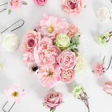 [Free Shipping]Artificial Flowers Combo Pink Roses With Stems Bouquets Box Set Bridal Wedding Shower Decorations Fake Floral For Party Table Centerpieces Home Decor - RomanticPink - View 3
