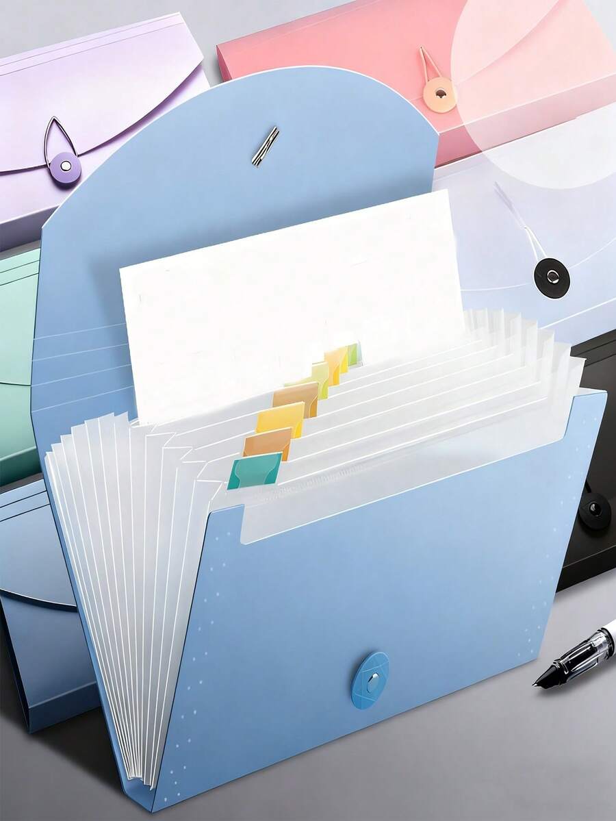 1 Stück tragbare faltbare Dokumentenmappe, 13 Fächer, großer Aufbewahrungsorganizer mit Registerkarten, geeignet zum Aufbewahren von Rechnungen, Dokumenten, Kunstbedarf für Zuhause, Büro und Schule - Verschiedenfarbig - Übersicht 1