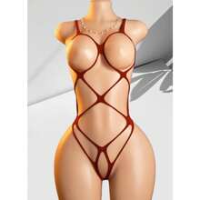 Women's Hollow Out Sexy Lingerie Jumpsuit - Erotic Bodysuit For Rave - 紅色 - 查看 1
