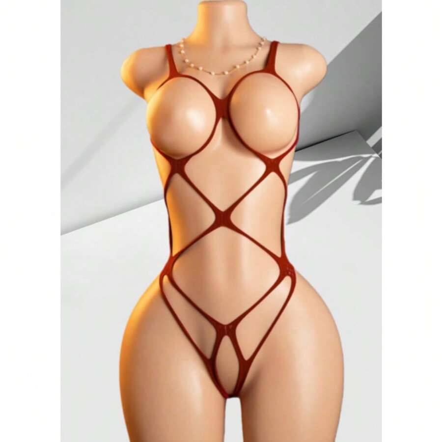 Women's Hollow Out Sexy Lingerie Jumpsuit - Erotic Bodysuit For Rave - 紅色 - 查看 1
