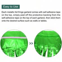 MECCANIXITY Guirnalda de Flecos de Papel de Aluminio de 10 pies Streamers Metálicos Verdes para Fiestas de Navidad Año Nuevo Cumpleaños - Juego de 3 Piezas - Verde - Ver 4