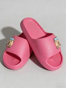 Cute Capybara Slide Sandals For Women & Men - Pink Heart Sunglasses Cartoon EVA Slippers | Summer Non-Slip Thick Sole Comfortable Lightweight House Shoes | Bathroom Shower Slides Aesthetic Casual Indoor Outdoor Footwear Adult Size Soft Cushion Cozy Popular Daily Fashion Footwear - Rose Red - View 2