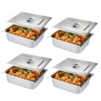2/4 Pcs Stainless Steel Hotel Pot With Lid - Large Capacity 32*26*10 Inch, Easy To Clean, Ideal For Commercial Kitchen Or Home Use For Meals, Side Dishes And Catering