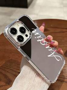 1pc Customized Name Phone Case, Shockproof High-Definition Acrylic Mirror Cover, Compatible With IPhone 11/12/13/14/15/16/16 Pro/16 Plus/16 Pro Max/16e/17/Air/17 Pro/17 Pro Max, Great Gift For Friends And Family - Clear - View 2