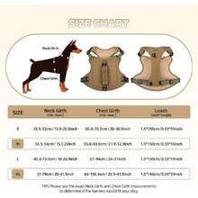 Pechera Arnés Táctica Reforzada con Correa Perros Grandes (Khaki, S),37280372 - Caqui - Ver 2