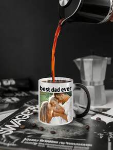 1pc Personalized Color Changing Mug, Customizable Photo Or Text Color Changing Coffee Cup - 11oz Custom Thermal Color Changing Ceramic Tea Cup, Unique Gift For Family And Friends On Birthday, Anniversary, Special Occasions, Multifunctional, Durable, Decorative, Reusable, Elegant, Fashionable, High Quality, Vibrant Colors, Modern, Customizable - Multicolor - View 2