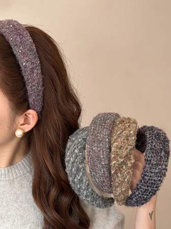 1pc Women's Fashion Fluffy Wide-Banded Versatile Headband Hair Accessory Head Accessories