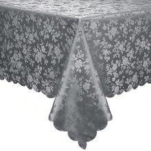 Mantel rectangular, manteles de vinilo resistentes y impermeables, cubierta de mesa lavable y limpiable para cocina y comedor (Gris, 60 pulgadas X 102 pulgadas) - Gris, 102 pulgadas x 60 pulgadas, rectangular - Ver 1