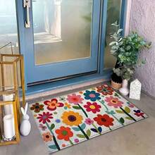 1pc Elegant Floral Pattern Super Soft Microfiber Bath Mat, Non-Slip Plush Bathroom Rug, Door Mat, Absorbent Bath Mat, Machine Washable, Low Pile, TPR Backing, Knitted Fabric, Suitable For Bathroom, Bedroom, Kitchen, Entryway, Indoor & Outdoor Use, Home Decor, Bathroom Accessories & Decoration, Perfect Housewarming Gift - Multicolor - View 6