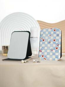 1个Y2K系列便携式化妆镜，可折叠轻薄手持镜，耐用PU皮革材质，适用于多种场景，可折叠便携化妆镜 - 彩色 - 查看 8