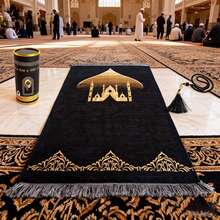 1 Peça Tapete de Oração Dobrável - Design Elegante Preto e Dourado, Lavável em Máquina, Uso Interno/Externo, Tamanho Extra Grande, Ideal para Adoração e Fins Religiosos - Multicolorido - Visão 7