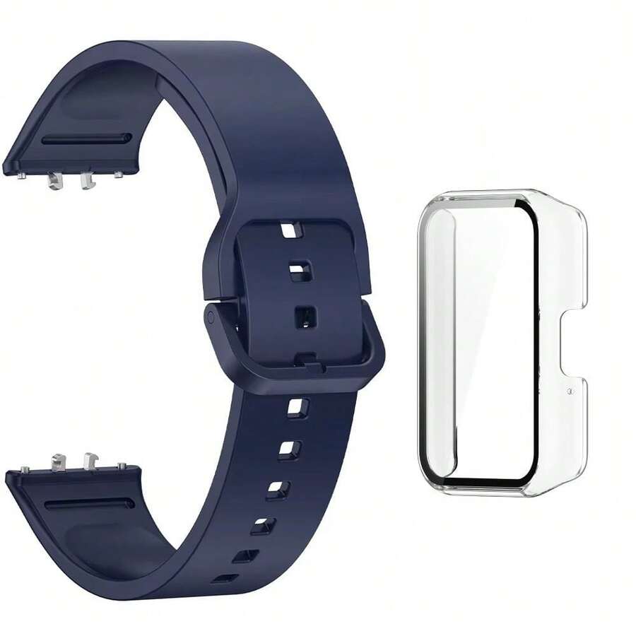 Quick-Release Silicone Wristband + Case Kit For Galaxy Fit 3 Smartwatch - TRANSPARENT/BLUE - View 1