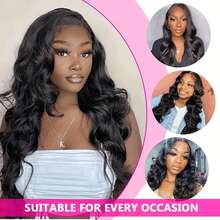200% Density 34 Inch Body Wave 13x4 Lace Front Wig And 5*5 Glueless Lace Wigs Pre Plucked Pre Cut Bye Bye Knots Wig 3 Seconds To Wear For Beginners Glueless Wigs Pre Plucked Pre Cut Body Wave Lace Front Wigs - Natural & Black - View 7