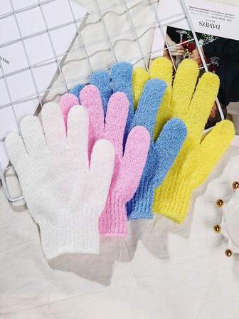 1/2/4/5/6只装可重复使用去角质沐浴手套，非常适合擦洗、背部按摩、身体去角质，适用于沐浴、面部护理、水疗、洗手、深层去除死皮。