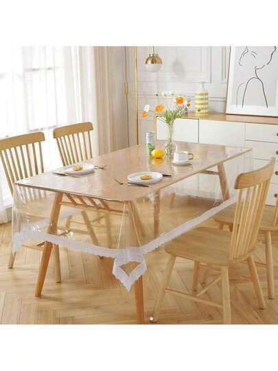 EstiloMantel De Transparente Protector De Mesa Impermeable/A Prueba De Aceite Mantel De PláStico Rectangular Transparente Adecuado Para Interior Y Exterior(Transparente -Lace,150 X 230 Cm)VersióN Mejorada