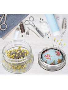 EstiloHEEPDD Alfiletero, Cojín de alfiler de Costura, Botella de Vidrio Perla Redonda Perno de Cabeza Grande Soporte de alfileres para Almacenamiento de Costura ManualidadesVersión mejorada - 1 - Ver 5