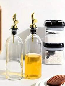 1pc/350ml/500ml Glass Oil Bottle, Thin Wall Leak-Proof Oil Pot, Storage Bottle, Vinegar Bottle, Seasoning Container, Kitchen Utensil, Kitchen Utensil Label (Random) - Multicolor - View 8