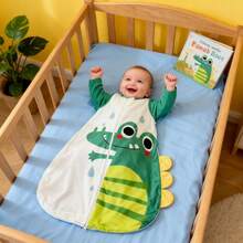 1件装轻便婴儿睡袋，可爱鳄鱼图案，适合0-9个月婴儿，春夏款 - 白色 - 查看 9
