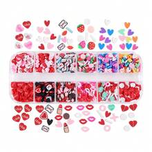 12pcs Valentine's Day Resin Clay Polymer Slices: Red Lip & Heart Mixed Style Thin Slices, Suitable For Resin Filling Accessories, DIY Epoxy Resin Mold Filler, Jewelry Casting Supplies, Jewelry DIY Crafts, Jewelry Making Essentials - Multicolor - View 2