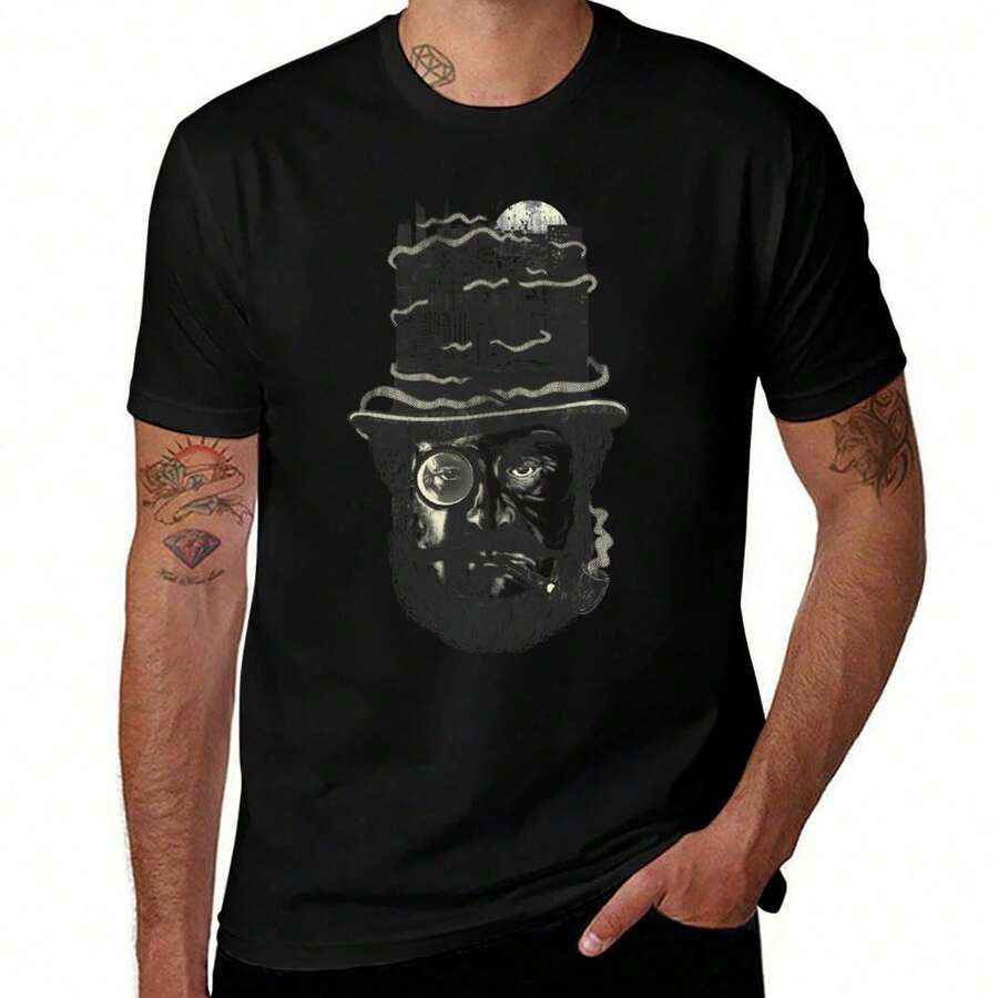 old man hatten T-Shirt funny t shirts cotton man t shirt graphic T-Shirt - Noir - Voir 1