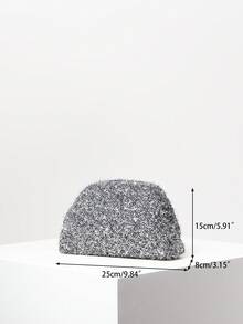 Women's Clutch Bag, Bridal Party Bag, Ball Gown Accessory, Wedding Supplies, Elegant Ladies Handbag, Women's Gift, Valentine's Day Gift (Random Pattern) - Silver - View 6