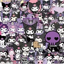 Sanrio 50PCS New Cute Kuromi Stickers - Girly Text Creative Sticker Pack For Cartoon Graffiti Diaries Scrapbook Supplies Scrapbook Stationery