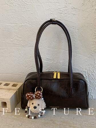 1 حقيبة بولينج من جلد البولي يوريثان المزيف، حقيبة كتف/إبط للنساء (اتبع المتجر للحصول على قلادة شرابة كهدية)، إغلاق بسحاب، مناسبة للفتيات والسيدات وطلاب الجامعة والمهنيين الشباب، رائعة للعمل والأعمال والتنقل والمدرسة