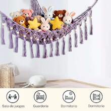 Almacenamiento de Juguetes de Peluche con Luces LED,Gran Hamaca de Red de Animales de Peluche,Adecuada para La Decoración de La Habitación Infantil,Almacena Juguetes y Artículos de Uso Diario (Morado),37286958 - Granate - Ver 5