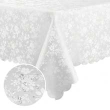 Mantel rectangular, manteles de vinilo resistentes y impermeables, cubierta de mesa lavable y limpiable para cocina y comedor (Blanco, 60 pulgadas X 84 pulgadas) - Blanco84 pulgadas x 60 pulgadasRectangular - Ver 1