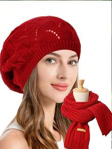1pc Women Knitted Casual Everyday Beret Hat, Solid Color, Fashionable & Versatile Ladies' Beret Hats For Autumn And Winter Black Beret Hat - Multicolor - View 10