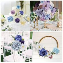 [Free Shipping]Artificial Flowers Combo Purple Blue Roses Fake Flowers With Stem For DIY Wedding Bouquets Centerpieces Arrangements Bridal Ba By Shower Home Decor - Purple - 查看 8