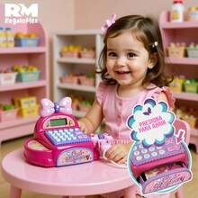 Caja Registradora con Accesorios Rosa para Niña, Caja Registradora Sonidos, Lector de Código, Juego de Simulación - Rosa - Ver 7