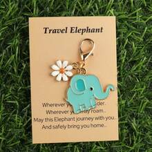 1件/3件套可爱蓝色小象钥匙扣，附赠小象卡片，可作为钥匙扣送给朋友、女友、家人，也可作为毕业礼物，可爱蓝色小象钥匙扣，包包挂饰，动物主题派对礼物，动物爱好者礼物 - 藍色 - 查看 3