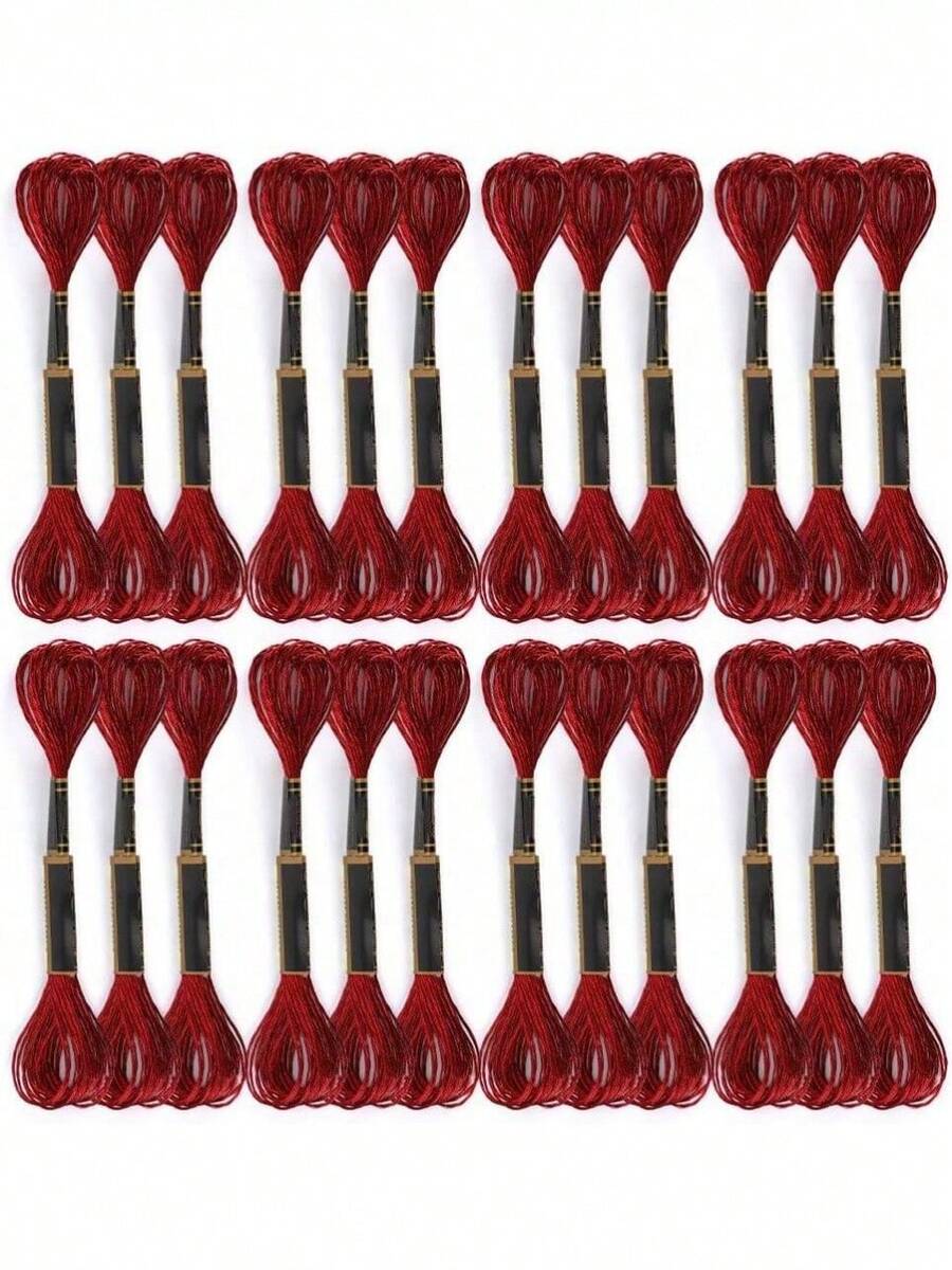 Estilo24 Uds.Hilo De Punto De Cruz, Hilo De Bordar De AlgodóN Trenzado Rojo, Herramientas De Bordado, Hilos De AlgodóN, Hilos De Bordar RojoVersióN Mejorada - 1 - Ver 1