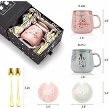 Juego de Tazas de Café para Parejas Taza de Café para él y Ella Regalos de Boda Aniversario Regalos de Navidad Compromiso de Cerámica únicos para Parejas Novios Recién Pareja Casadas - Sr. Sra. Tazas - Ver 2