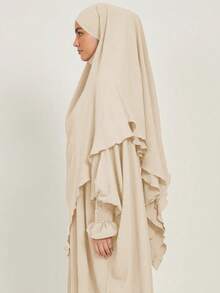 2pcs Set Double Layer Tie Headscarf Khimar + Loose Comfortable Abaya, Convenient For Prayer, Suitable For Muslim Women's Daily Wear And Prayer, All Season - Nhiều màu - Xem 15