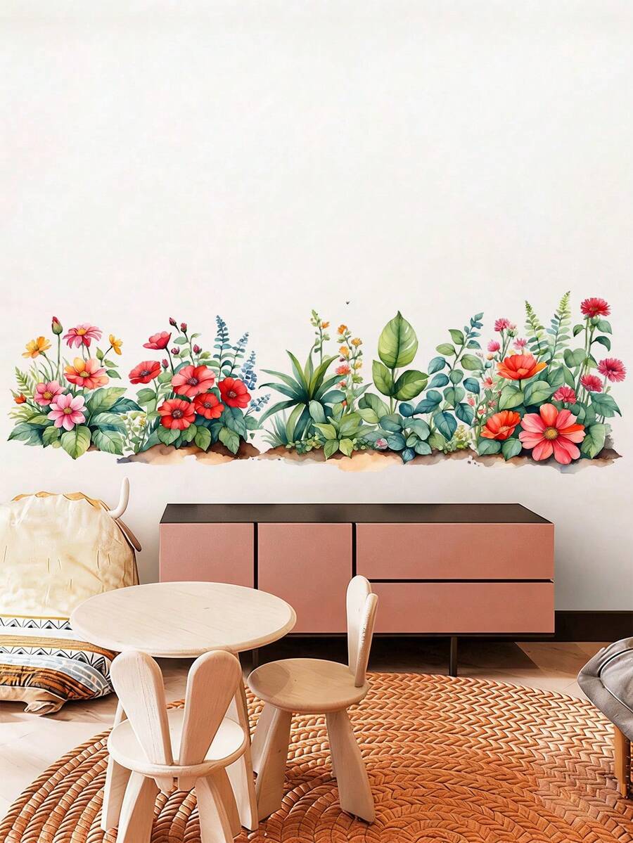 Vibrant Floral & Greenery Peel And Stick Wallpaper, Waterproof PVC Home Decor Sticker, Can Be Used As Gift For Friends Or For Wall, Room, Window Decoration To Refresh Your Home - Multicolor - View 1