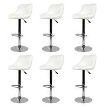 Set Of 2/4/6 Bar Stools Made Of PU, Height Adjustable From 84 Cm To 104 Cm, Swivel Seat, With Footrest, Available In Several Colors - 白色 - 查看 11