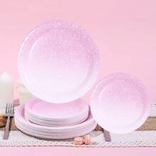 10/20/30pcs,Gradient Pink Party Tableware Set With Elegant Light Pink To Soft Magenta Ombre 7inch And 9inch Paper Plates,Shimmering Paper Cups,Pastel Sprinkle Dinnerware Party Plates And 9oz Cups For Girl Woman Birthday Wedding Showers,Anniversary - Multicolor - View 1