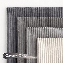 [Free Shipping]MIULEE Pack Of 4 Neutral Grey Gradient Decorative Throw Pillow Covers 18x18 Inch Soft Boho Striped Corduroy Pillow Covers Modern Farmhouse Home Decor For Sofa Living Room Couch Bed - 中性灰 18吋 x 18吋 4件裝 - 查看 5