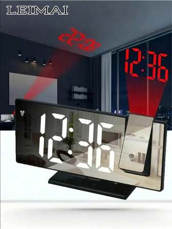 1pc שעון LED חדש להקרנת מראה, שעון מעורר דיגיטלי רב תכליתי מופעל באמצעות USB עם עמעום אוטומטי, שעון אלקטרוני, עיצוב הבית, עיצוב חדר שינה, יום הולדת, בית ספר, סיום לימודים, יום האם, מתנה לחג המולד