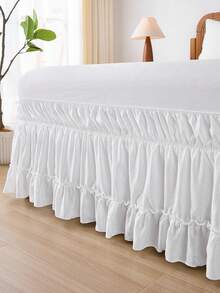 1件白色蝴蝶结荷叶边床裙，可爱波西米亚农舍风格，可水洗透气轻盈面料，卧室及房间装饰，理想礼物，浪漫卧室点缀 - 白色 - 查看 9