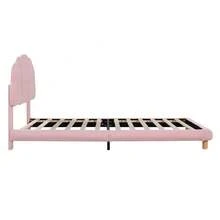 Single Bed 90x200cm, Children's Bed, Teen Bed, Upholstered Bed, Wooden Slatted Base, Fleece-Effect Fabric, Pink - Pink + Velvet - View 6