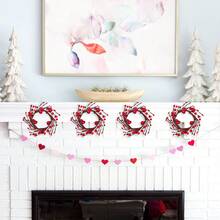 Decorazione di una corona di San Valentino, corona finta rossa da 10 pollici con decorazioni a forma di cuore e bacche, adatta per decorazioni di anniversari di matrimonio e cene a lume di candela. - Rosso - Visualizzare 7