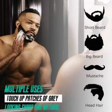 FVQUHVO Men's 3-In-1 Black Beard & Hair Dye Shampoo,Instant Grey Darkening Beard Color Shampoo In 20 Minutes,Simpler Gray Reducing Mustache & Beard Dye For Men,With Plant Extract For Healthy Facial Hair - 黑色 - 查看 5