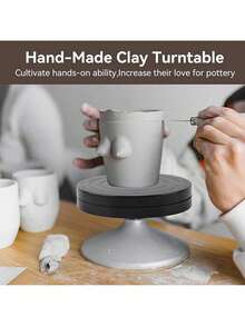 EstiloPlato Giratorio Craft, Placa giratoria de cerámica, Artesanal Hecho a Mano Arcilla Platos Giratorio Cerámica Herramienta Escultura Plato de Accionamiento Directo (Diámetro 17,8)Versión mejorada - Diámetro 17,8 - Ver 3